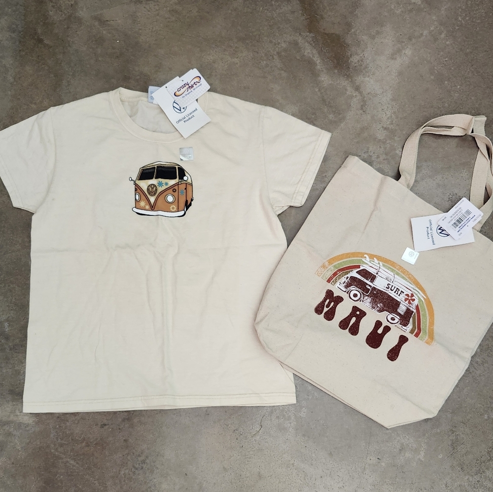 Crazy Shirts Volkswagen VW Bus Shirt & Tote Bag Maui Hawaii Limited Edition